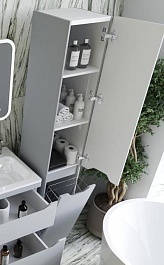 Style Line Шкаф пенал Марелла 30 Люкс Plus антискрейтч с б/к серый матовый – фотография-4